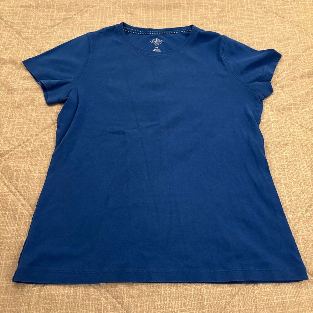 St. John's Bay Royal Blue Crew Neck Short Sleeve 100% Cotton Tee Petite Small